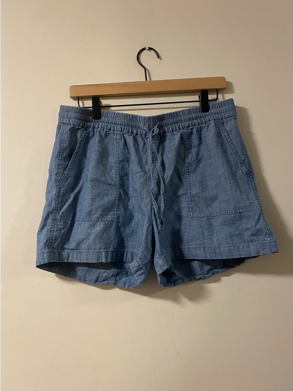 100% cotton J Crew Light Denim Drawstring Shorts - Blue